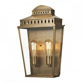 MANSION HOUSE solid aged brass Georgian outdoor wall lantern - large