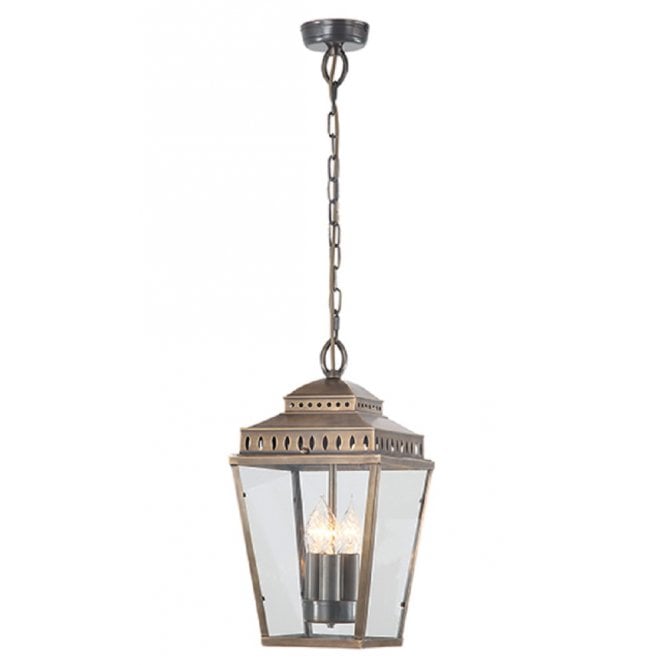 MANSION HOUSE traditional aged brass outdoor chain lantern