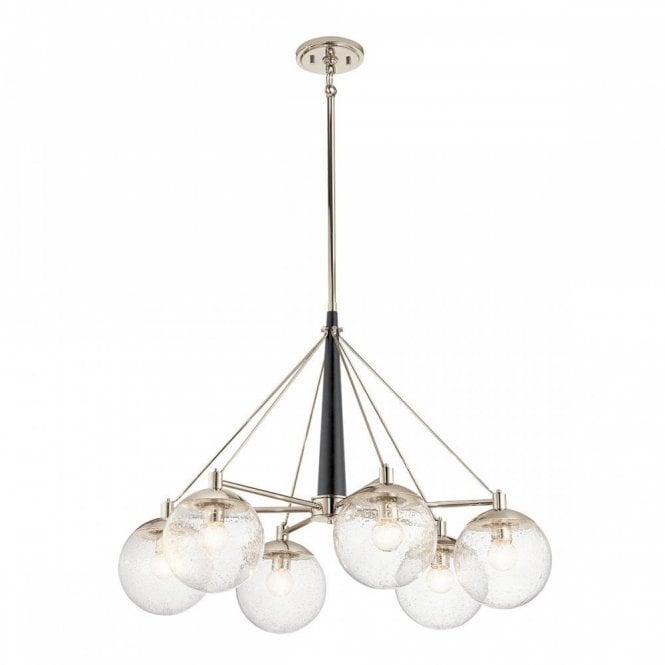 MARILYN 6 Light Chandelier | Polished Nickel | Matte Black