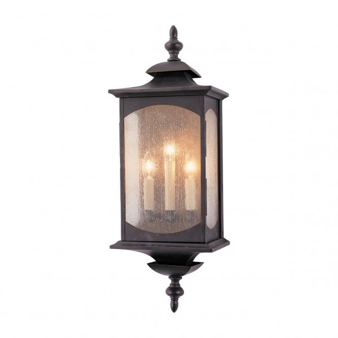 MARKET Square Bronze and Seeded Glass Wall Light