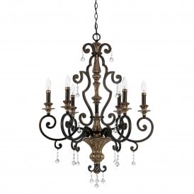 MARQUETTE French heirloom finish chandelier for high ceilings
