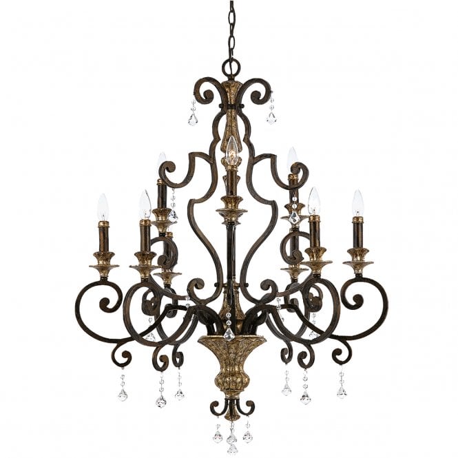 MARQUETTE large 9 light French heirloom finish chandelier
