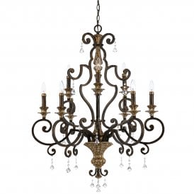 Large 9 Light French Heirloom Finish Chandelier