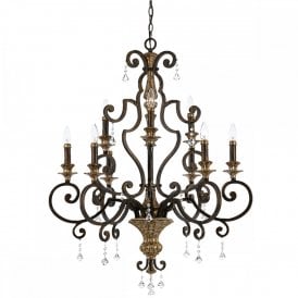 MARQUETTE large 9 light French heirloom finish chandelier