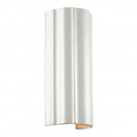 an art deco inspired, white wall light with ribbed curves