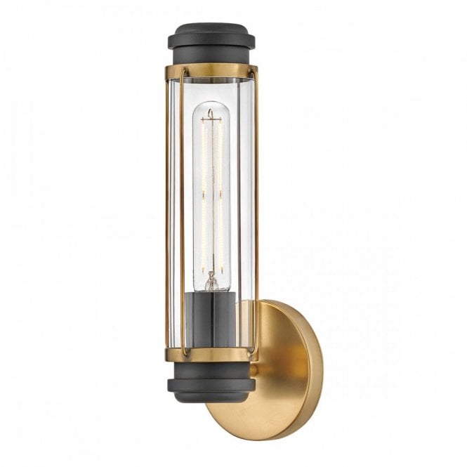 Masthead 1lt IP44 Wall Light in Brass and Black
