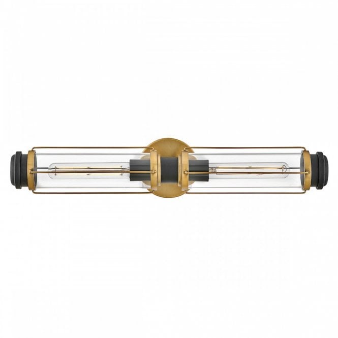 Masthead IP44 Double Wall Light in Black and Brass