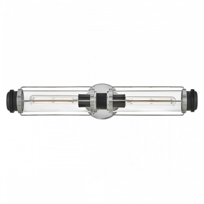 Masthead IP44 Double Wall Light in Polished Chrome and Black