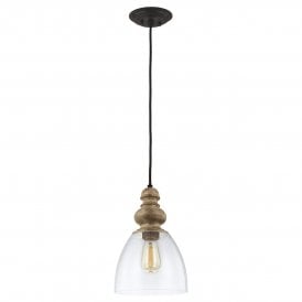 MATRIMONIO clear glass ceiling pendant with driftwood detailing