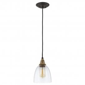 MATRIMONIO clear glass mini ceiling pendant with driftwood detailing
