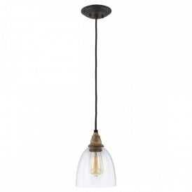 MATRIMONIO clear glass mini ceiling pendant with driftwood detailing