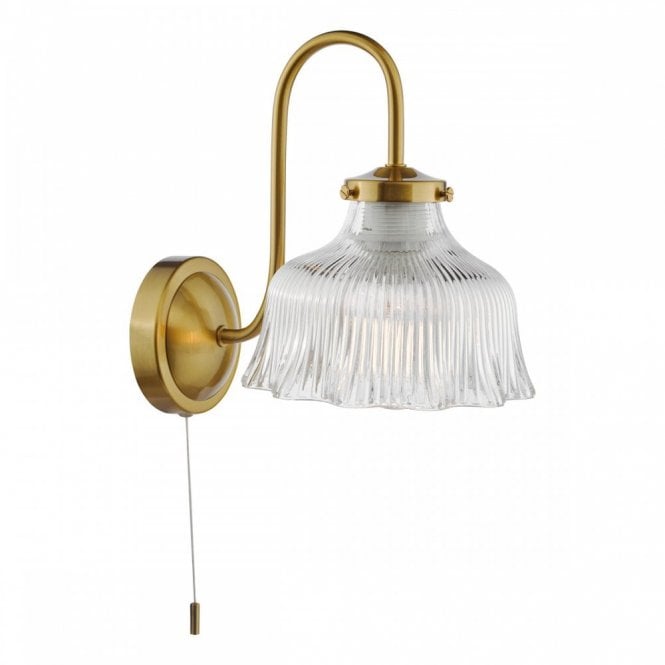 Maude Wall Light in Natural Brass with Ribbed Glass
