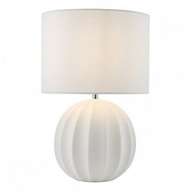cream ceramic table lamp with ivory linen lampshade
