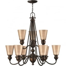MAYFLOWER large 9 light traditional bronze chandelier