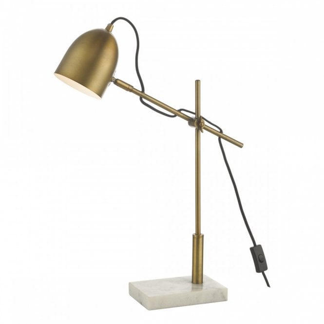 MENDAL characterful antique bronze and white marble desk lamp