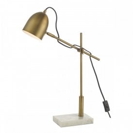MENDAL characterful antique bronze and white marble desk lamp