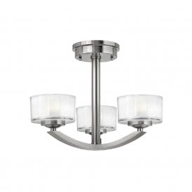 MERIDIAN Art Deco brushed nickel semi flush ceiling light