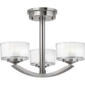 MERIDIAN Art Deco brushed nickel semi flush ceiling light