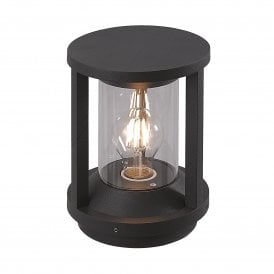 MERLIN IP65 short exterior post light in athracite finish with clear glass