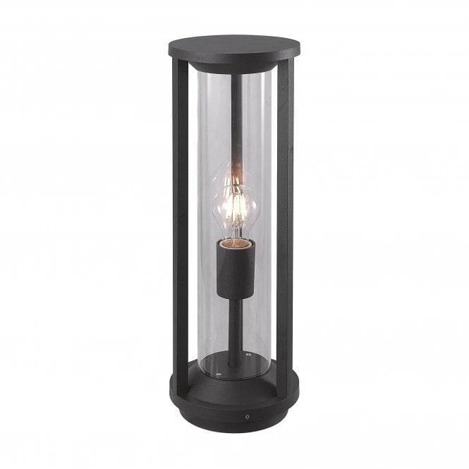 MERLIN IP65 tall exterior post light in athracite finish with clear glass