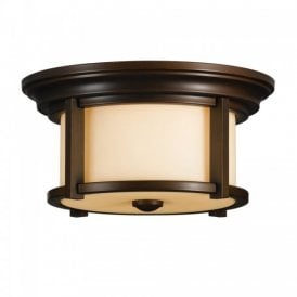 MERRILL flush fitting bronze porch ceiling light with cream glass