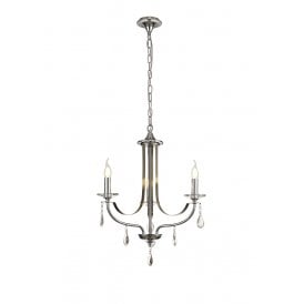 MHYSA classic 3 light chrome chandelier with crystal droplets