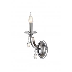 MHYSA classic candle style wall light in chrome with crystal droplets