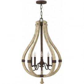MIDDLEFIELD distressed wood and rustic iron chandelier - 5 lights