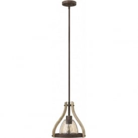 MIDDLEFIELD mini ceiling pendant light in rust finish with distressed wood