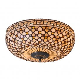 MILLE FEUX Tiffany flush ceiling light for low ceilings
