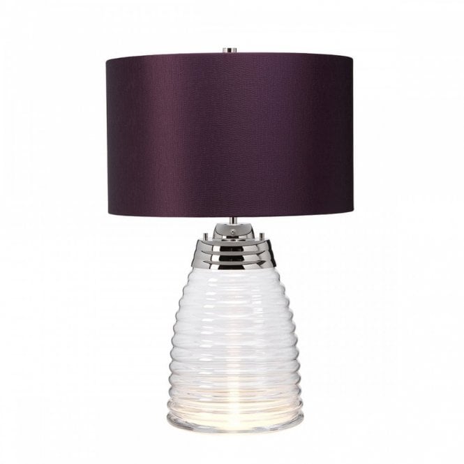MILNE Table Lamp | Aubergine Shade | Clear Blown Glass