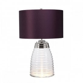 MILNE Table Lamp | Aubergine Shade | Clear Blown Glass