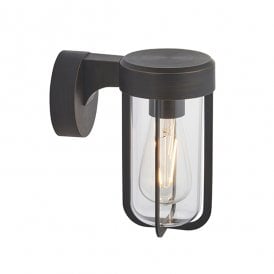 MILTON Die-Cast Ip44 Brushed Bronze With Clear Glass E27 Wall Light