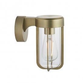 MILTON Die-Cast Ip44 Brushed Gold With Clear Glass E27 Wall Light