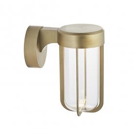 MILTON Die-Cast Ip44 Brushed Gold With Clear Glass Led Wall Light