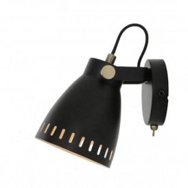 MINSTER matt black adjustable wall light in retro industrial design