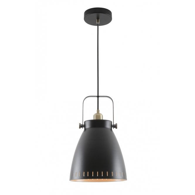 MINSTER matt black ceiling pendant in retro industrial design - large
