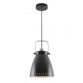 MINSTER matt black ceiling pendant in retro industrial design - large