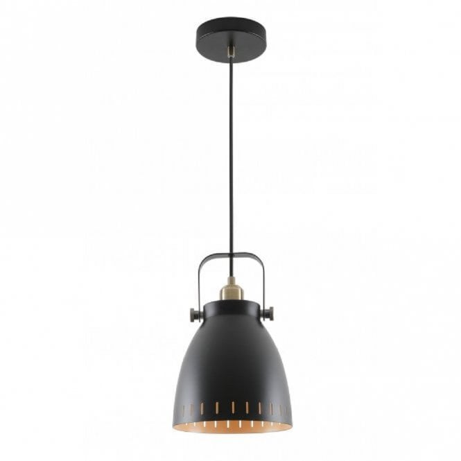 MINSTER matt black ceiling pendant in retro industrial design - medium