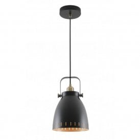 MINSTER matt black ceiling pendant in retro industrial design - medium