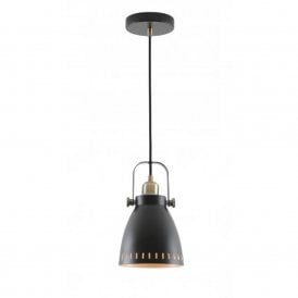 MINSTER matt black ceiling pendant in retro industrial design - small