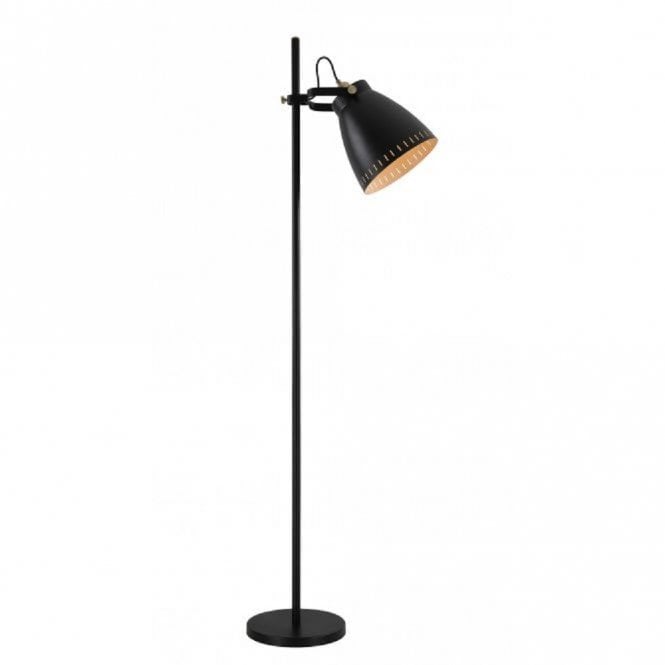 MINSTER matt black floor standing lamp in retro industrial design