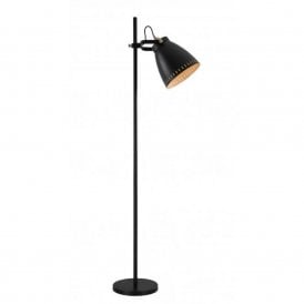 MINSTER matt black floor standing lamp in retro industrial design