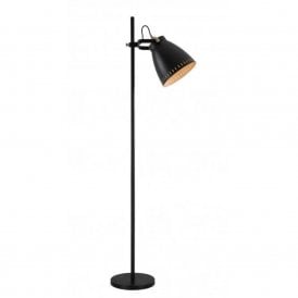 MINSTER matt black floor standing lamp in retro industrial design