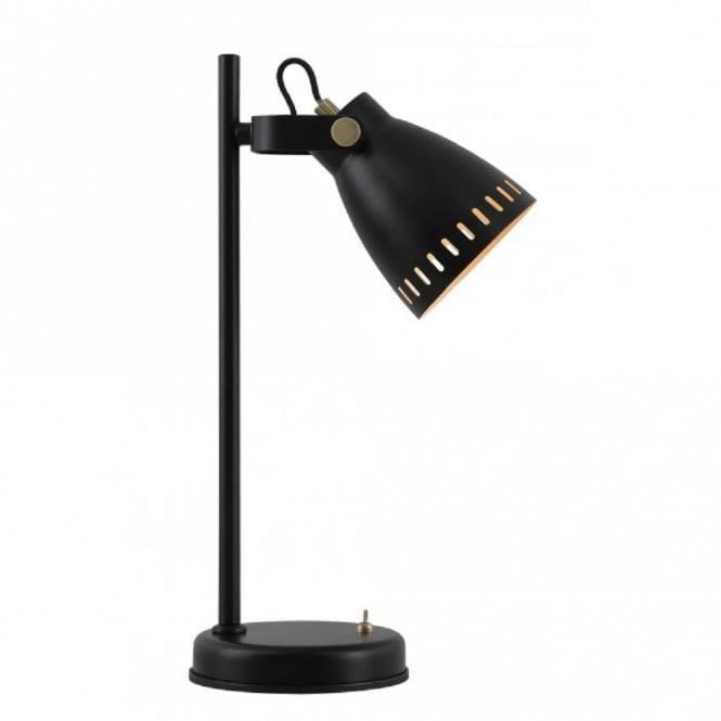 MINSTER matt black table lamp in retro industrial design