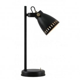MINSTER matt black table lamp in retro industrial design