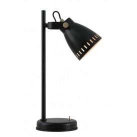 MINSTER matt black table lamp in retro industrial design