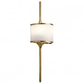MONA mid-century LED natural brass wall light with IP44 rating - small