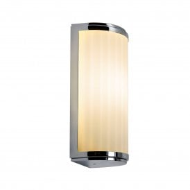 MONZA Art Deco style IP44 bathroom wall light, small with chrome trim