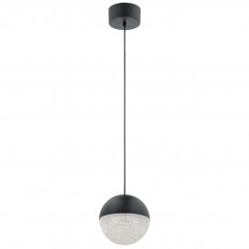 black single pendant with crystal globe